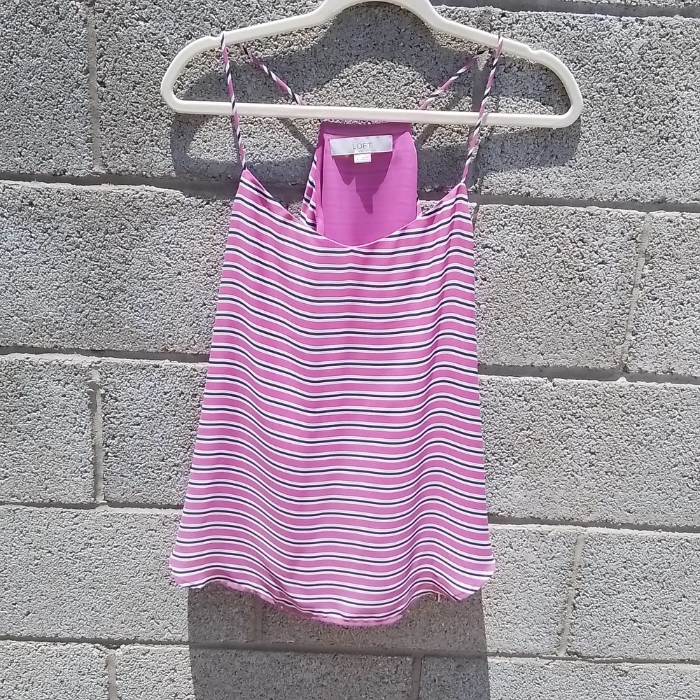 Ann Taylor LOFT Strappy Tank Size Small in Pink‎ w/ Stripes